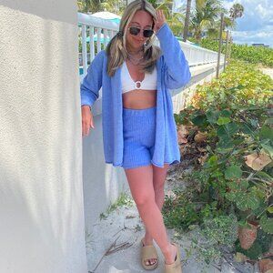 Free People Zuma Sweater Set WORN ONCE--Color Brighter Days Blue